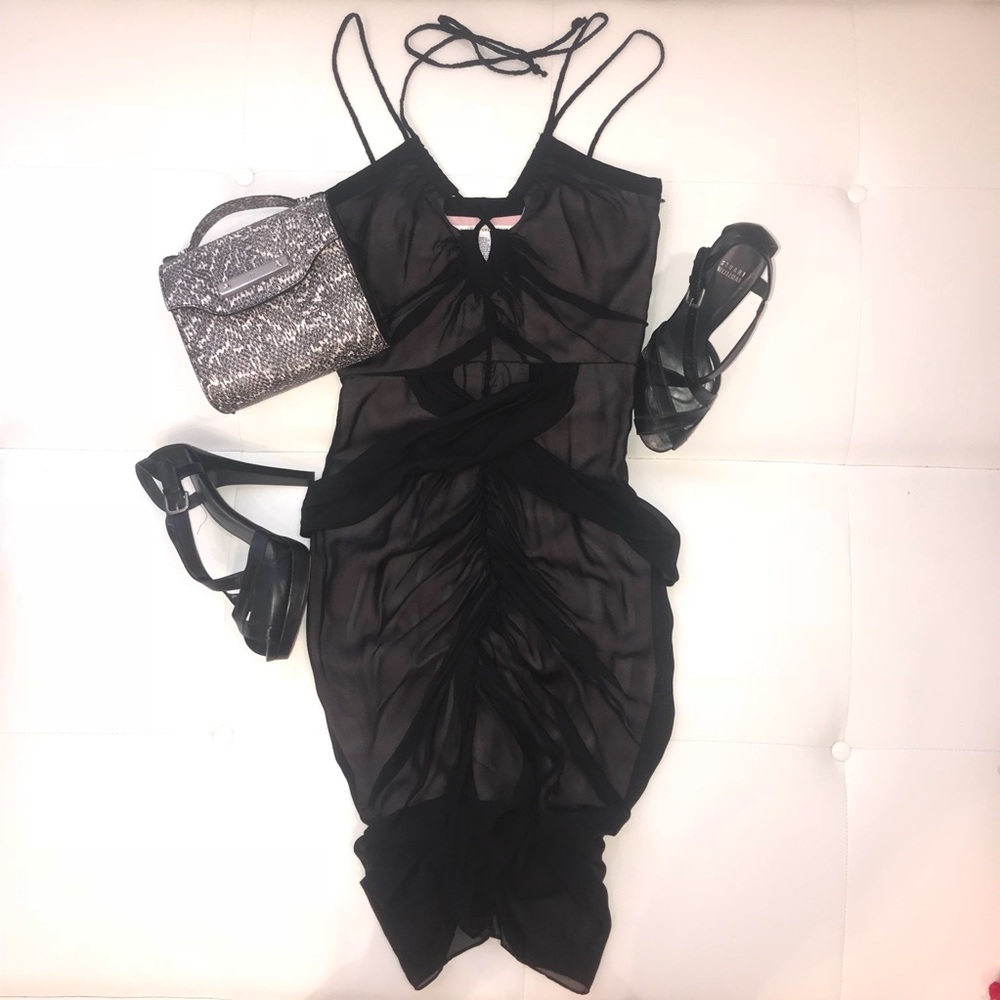 DVF Chiffon Party Dress Sz 4 - Picture 1 of 7